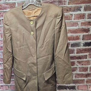 Women's MICHELE BOYARD Collarless Wool Blazer Dress 34 VINTAGE